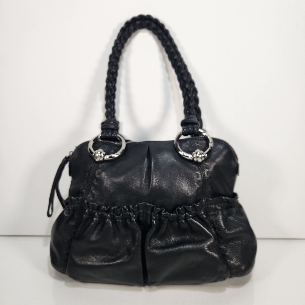 B. Makowsky Leather Shoulder Handbag Black